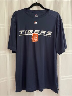 Majestic Navy and Orange Detroit Tigers Short Sleeve Tee
